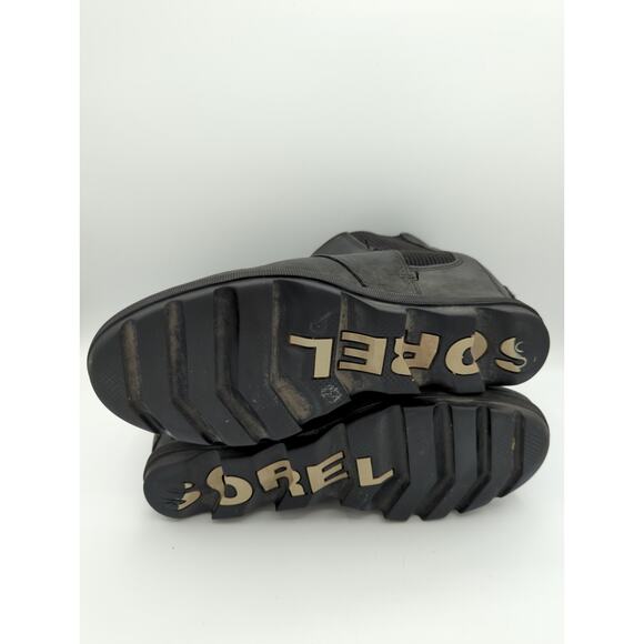 SOREL Joan of Arctic Wedge II Chelsea Boot Black Leather Waterproof Women Bootie - Picture 8 of 10